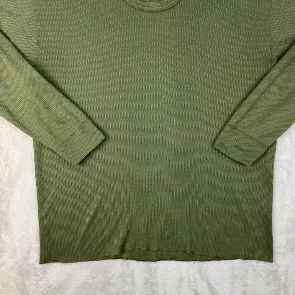 Vintage Medalist Waffle Knit Base Thermal Shirt Large Army Green Olive USA